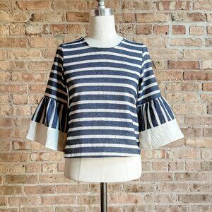 BNWOT Anthropologie Stripe Bell Sleeve Top